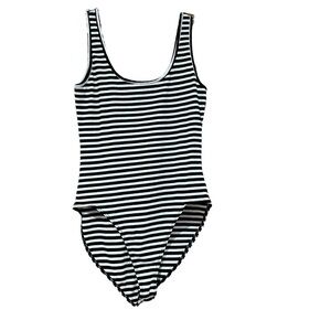 Ransom Black and White Striped Ribbed Bodysuit Extra Large